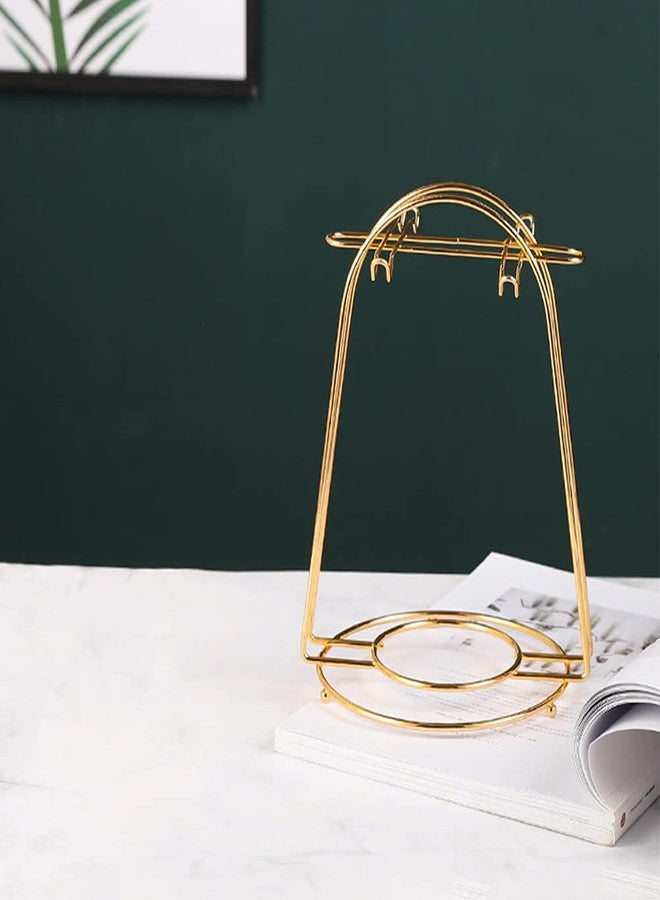 YY YEARCHY Coffee Mug Holder, Espresso Cups Holder Cup Drying Rack Cups Drainer Stand Metal Mug Tree Cups Organizer with 4 Hook Hangers for Kitchen Counter and Tea Party(Gold) - Image 4